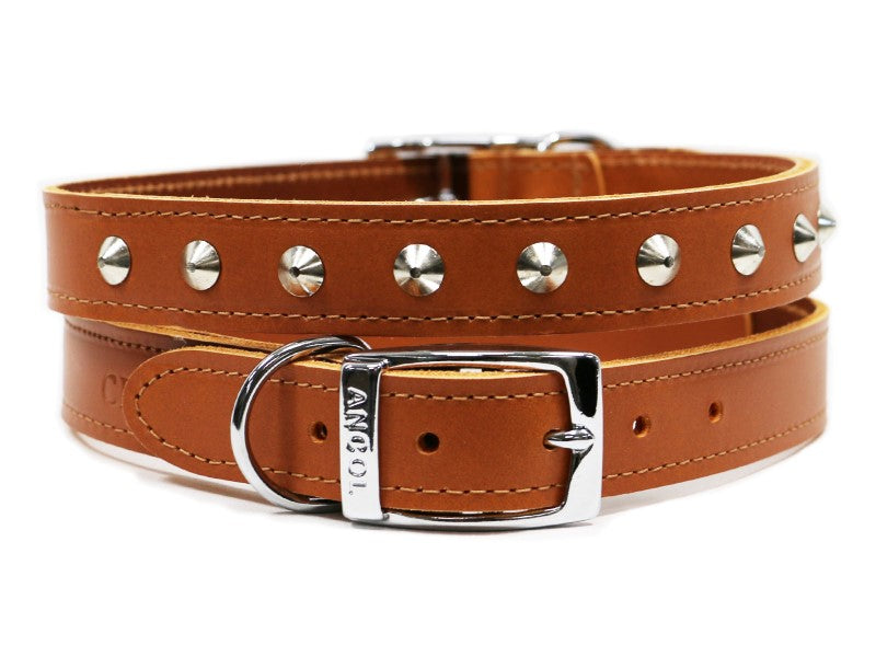 SEWN STUDDED COLLAR TAN 16" S3