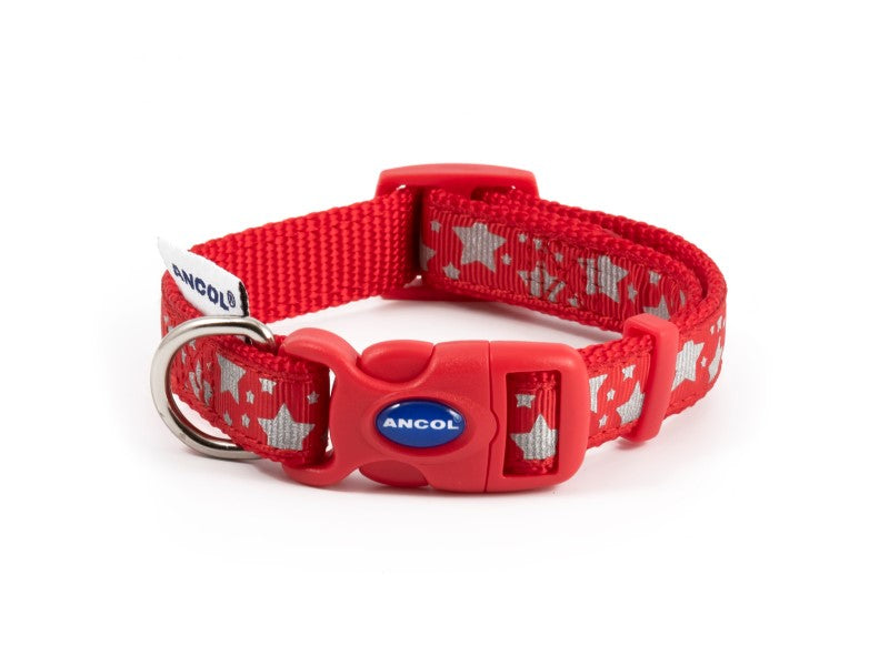 STARS REFLECTIVE ADJ COLLAR RED S1-2