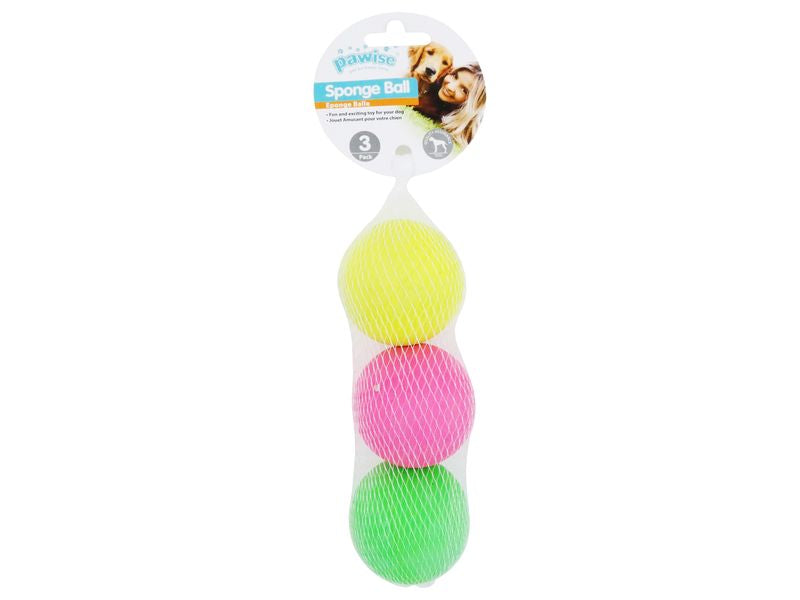 Pawise Neon Sponge Ball 3pk 6cm