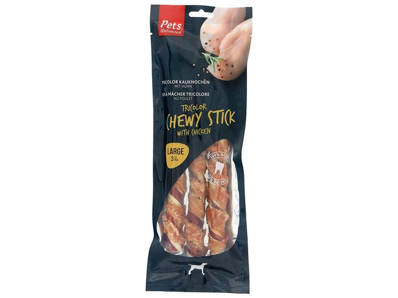 PETS ULTD TRICOLOR CHICK STICK LGE 3PCS