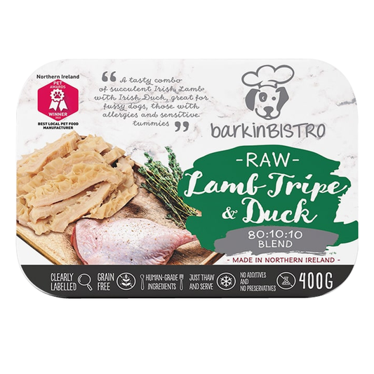 BarkinBISTRO Raw Lamb Tripe & Duck 400g