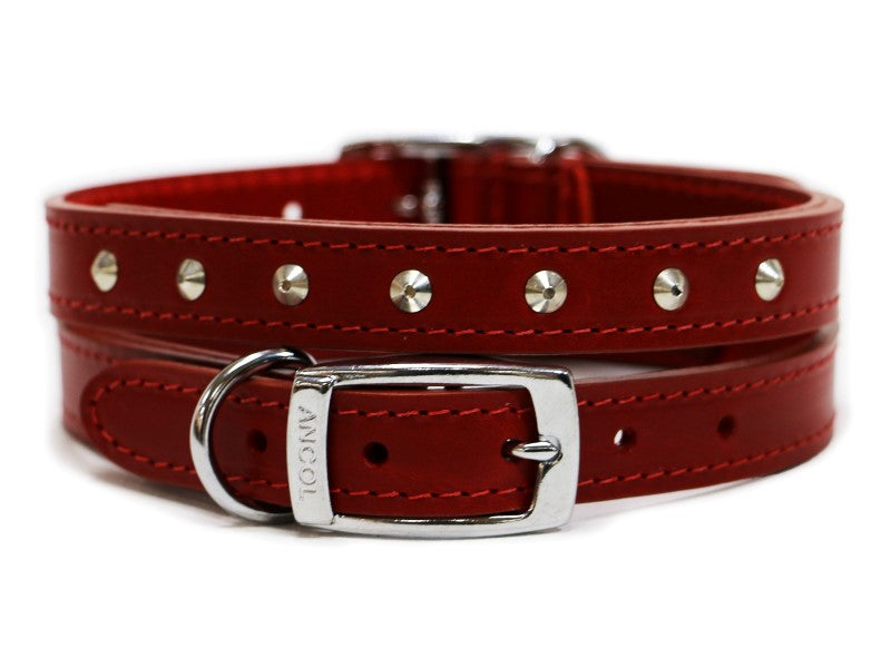 SEWN STUDDED COLLAR RED 22" S6