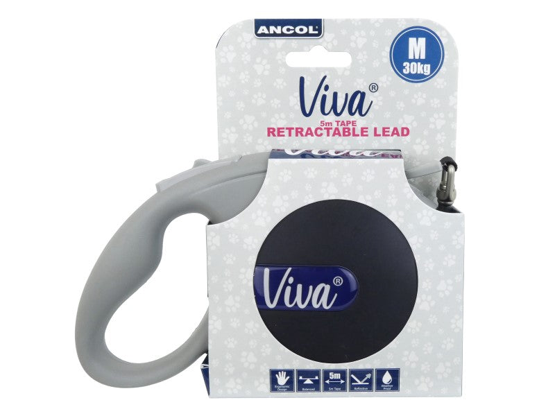 VIVA RETRACT 5M TAPE LEAD MED BLACK 30KG