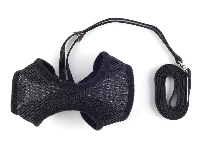 CAT HARNESS & LEAD SET BLACK MEDIUM
