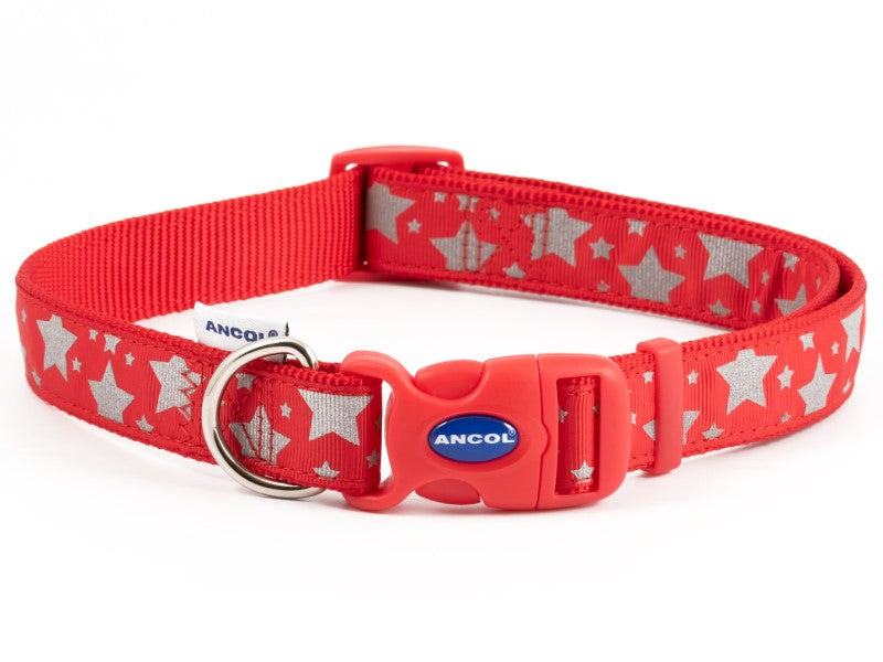 STARS REFLECTIVE ADJ COLLAR RED S5-9