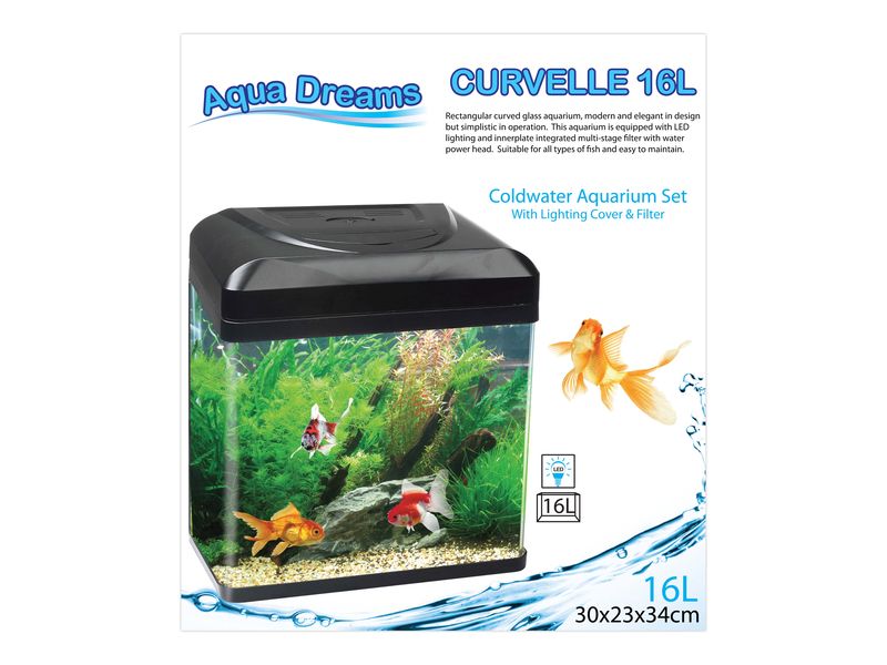 ADS CURVELLE C/WATER 16LT BLACK AQUARIUM