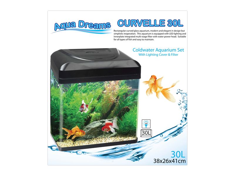 ADS CURVELLE C/WATER 30LT BLACK AQUARIUM