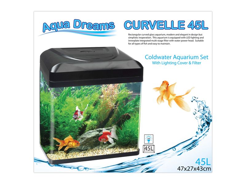 ADS CURVELLE C/WATER 45LT BLACK AQUARIUM