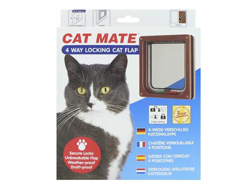 4-Way Locking Cat Flap Brown