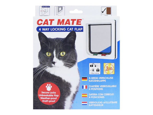 4-Way Locking Cat Flap Brown
