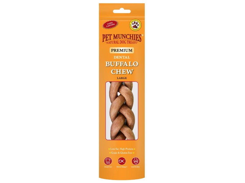 PET MUNCHIES BUFFALO DENTAL CHEW LGE 90G