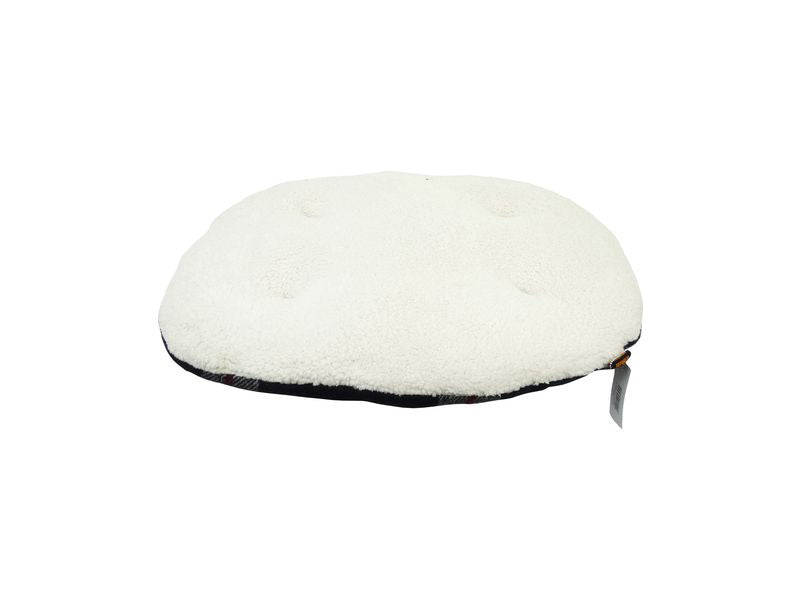 BLACK TARTAN WOOL & SHERPA CUSHION 40CM