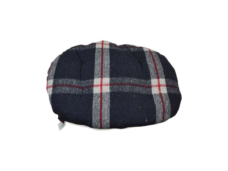 BLACK TARTAN WOOL & SHERPA CUSHION 40CM