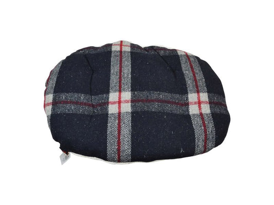 BLACK TARTAN WOOL & SHERPA CUSHION 60CM