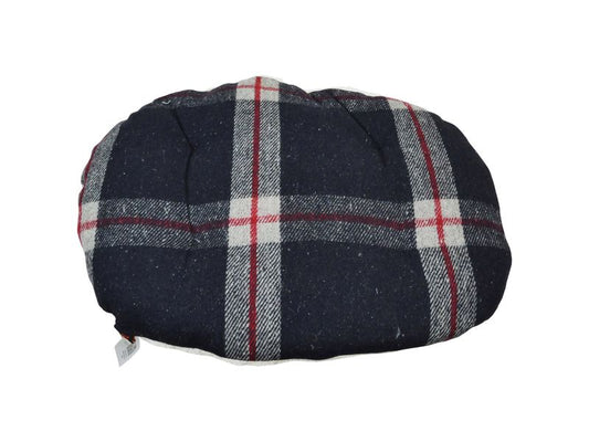 BLACK TARTAN WOOL & SHERPA CUSHION 70CM