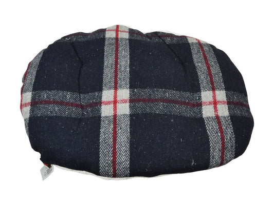 BLACK TARTAN WOOL & SHERPA CUSHION 90CM