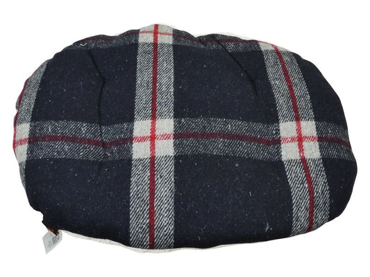 BLACK TARTAN WOOL & SHERPA CUSHION 100CM