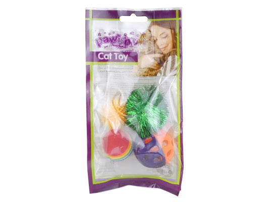 Pawise Ball Assorted Cat Toy 4pk