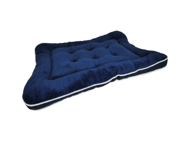 RELAX PLUSH PAD NAVY BLUE DOG BED 37"
